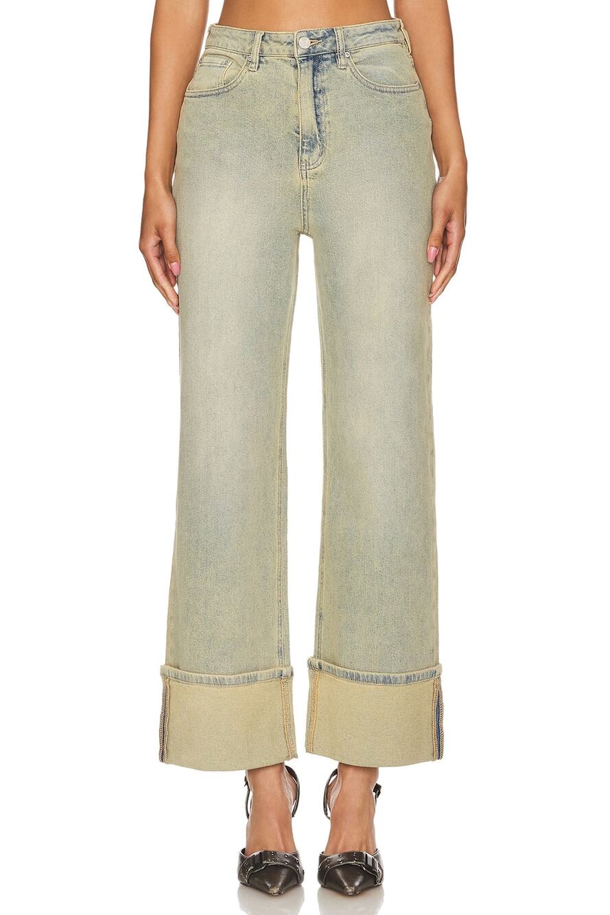 Afrm Cuffed Mellow Tint Wash Kendall Denim Jeans Size 24